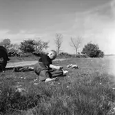 Utflykt, en man i gröngräset.