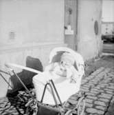 Ett barn i barnvagnen.
Patrik
