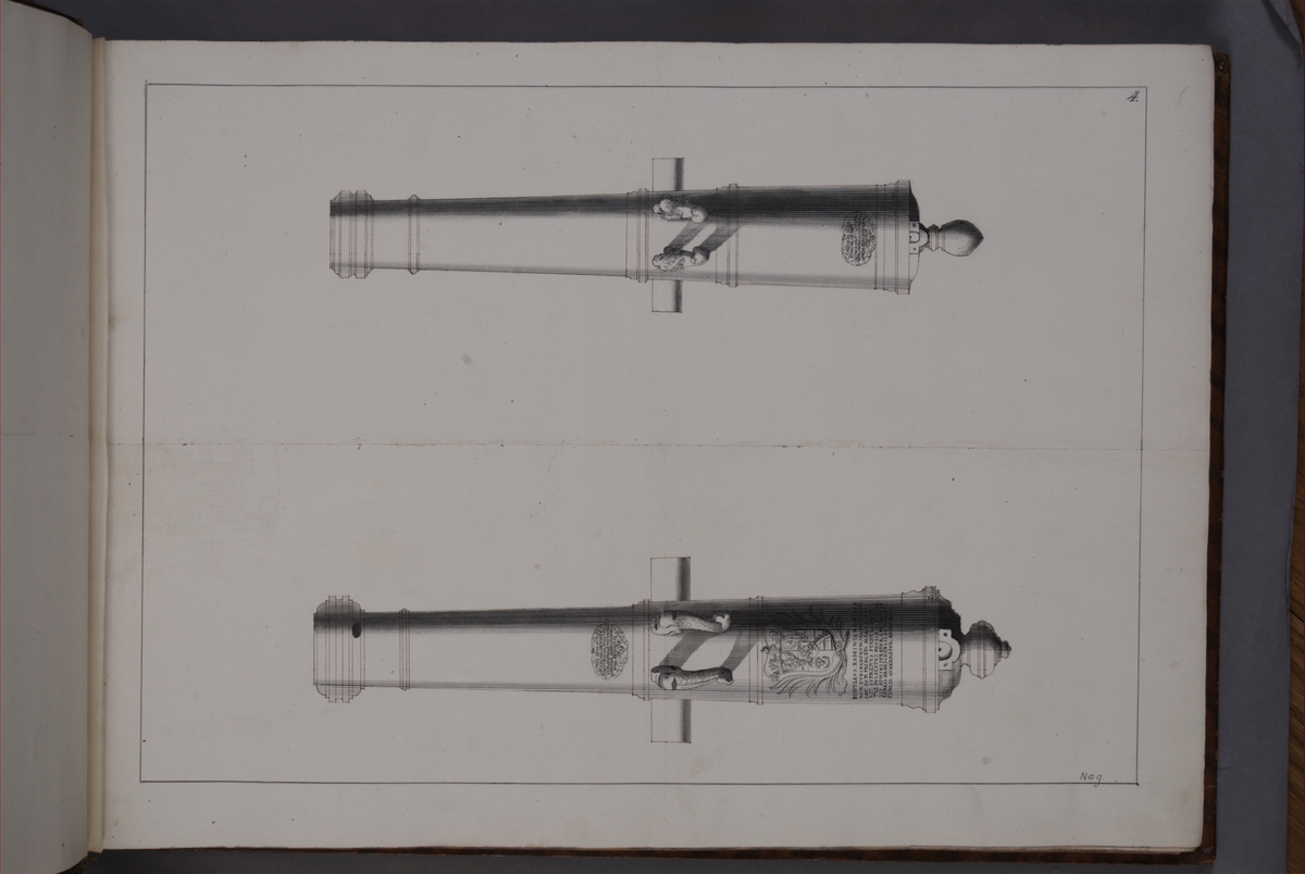 Kjell Hedberg, Imaging depicting fire pipes taken as trophies by the Swedish army in the Battle of Saladen on 19 March 1703. Included in volume with depicted canon trophies taken in the years 1703-1706.