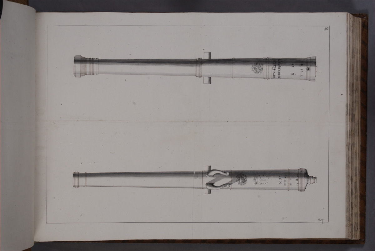 Kjell Hedberg, Avbildning föreställande eldrör tagna som troféer av den svenska armén i Polen den 4 oktober 1703 och utur staden Strasburg (Brodnica) den 16 oktober 1703. Ingår i volym med avbildade kanontroféer tagna åren 1703-1706.