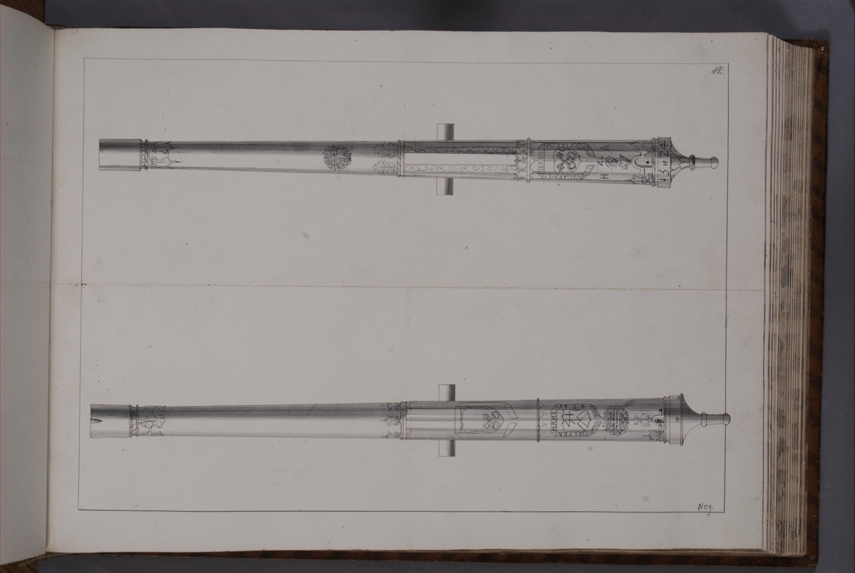 Kjell Hedberg, Avbildning föreställande eldrör tagna som troféer av den svenska armén utur Högpolen den 31 oktober 1703. Ingår i volym med avbildade kanontroféer tagna åren 1703-1706.