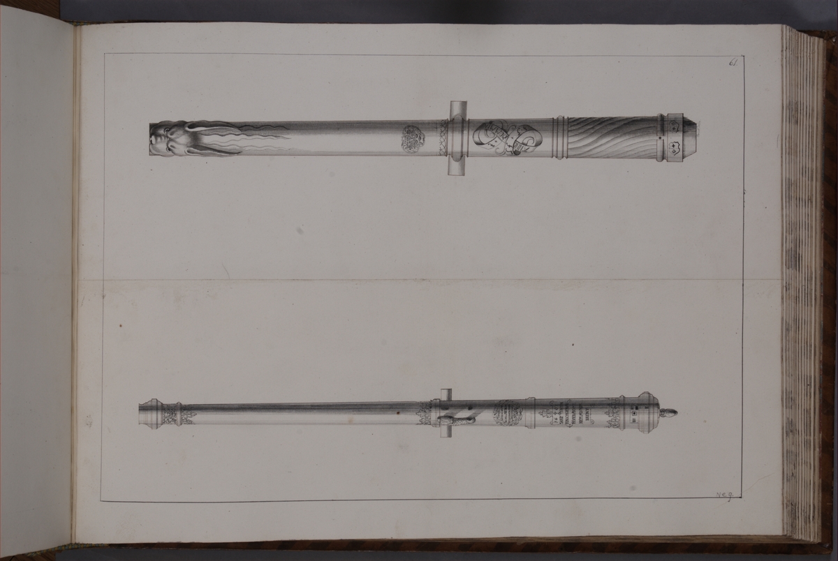 Kjell Hedberg, Avbildning föreställande eldrör tagna som troféer av den svenska armén med fästningen Elbingen den 3 december 1703. Ingår i volym med avbildade kanontroféer tagna åren 1703-1706.