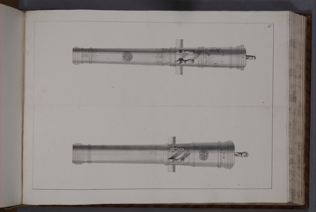 Kjell Hedberg, Avbildning föreställande eldrör tagna som troféer av den svenska armén med fästningen Elbingen den 3 december 1703. Ingår i volym med avbildade kanontroféer tagna åren 1703-1706.