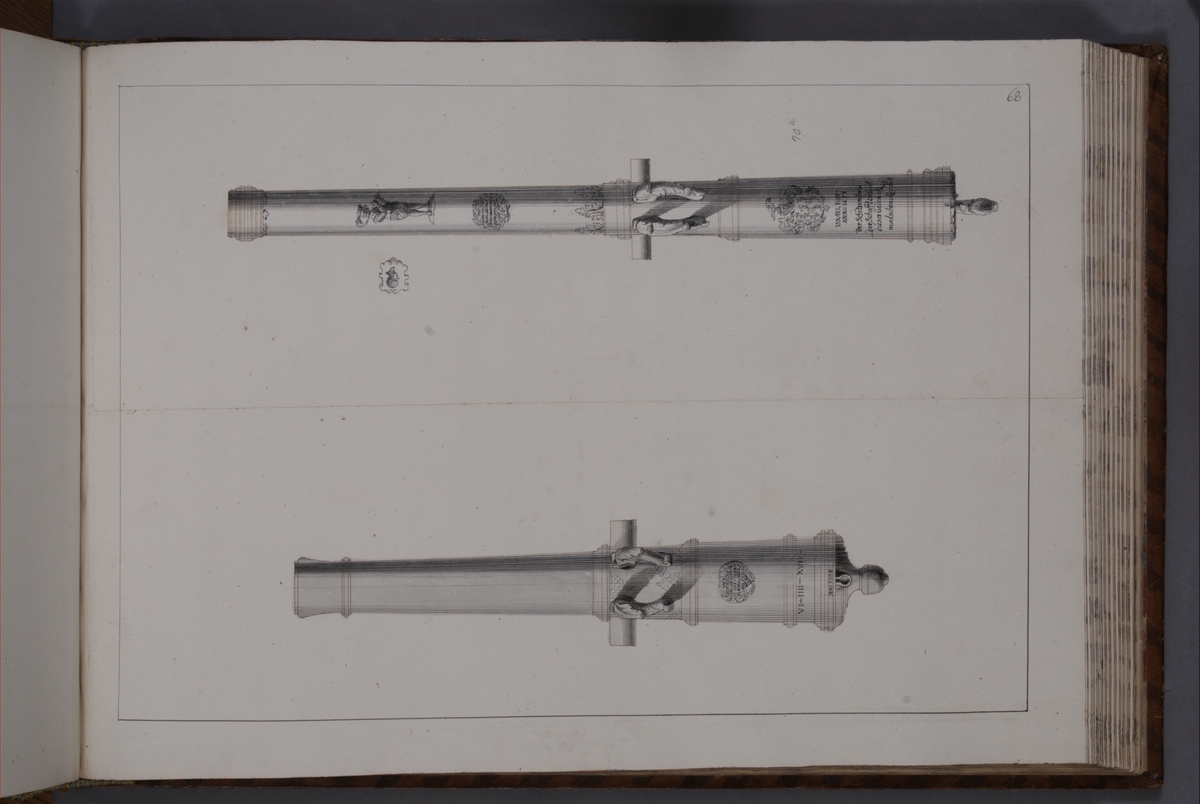 Kjell Hedberg, Avbildning föreställande eldrör tagna som troféer av den svenska armén med fästningen Elbingen den 3 december 1703. Ingår i volym med avbildade kanontroféer tagna åren 1703-1706.