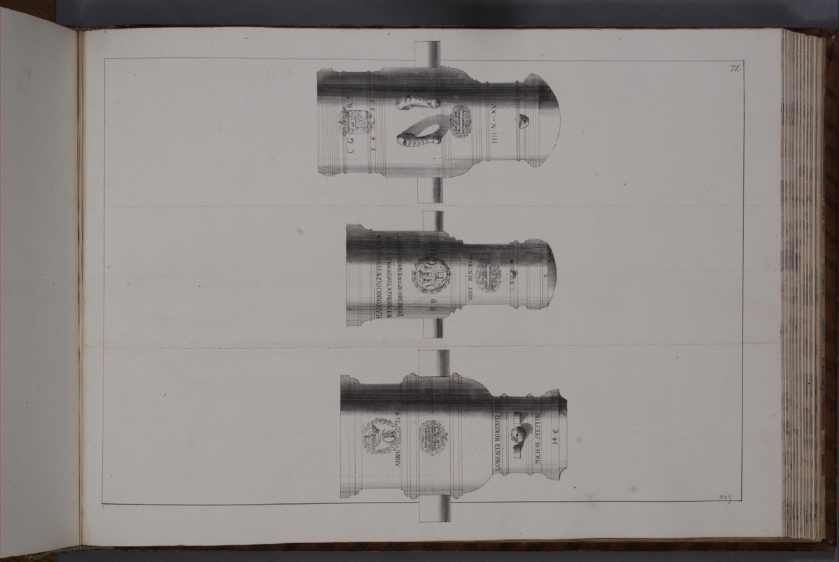 Kjell Hedberg, Imaging depicting fire pipes taken as trophies by the Swedish army with the fortress Elbingen on 3 December 1703. Included in volume with depicted canon trophies taken in the years 1703-1706.
