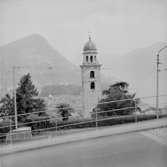 Stadsvy, kyrkobyggnad.
Lugano, Italien.