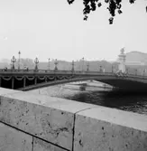 Stadsvy, bro och byggnader.
Paris, Frankrike.