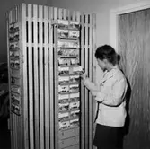 Sedells Reklam, kontorsinteriör, en kvinna.