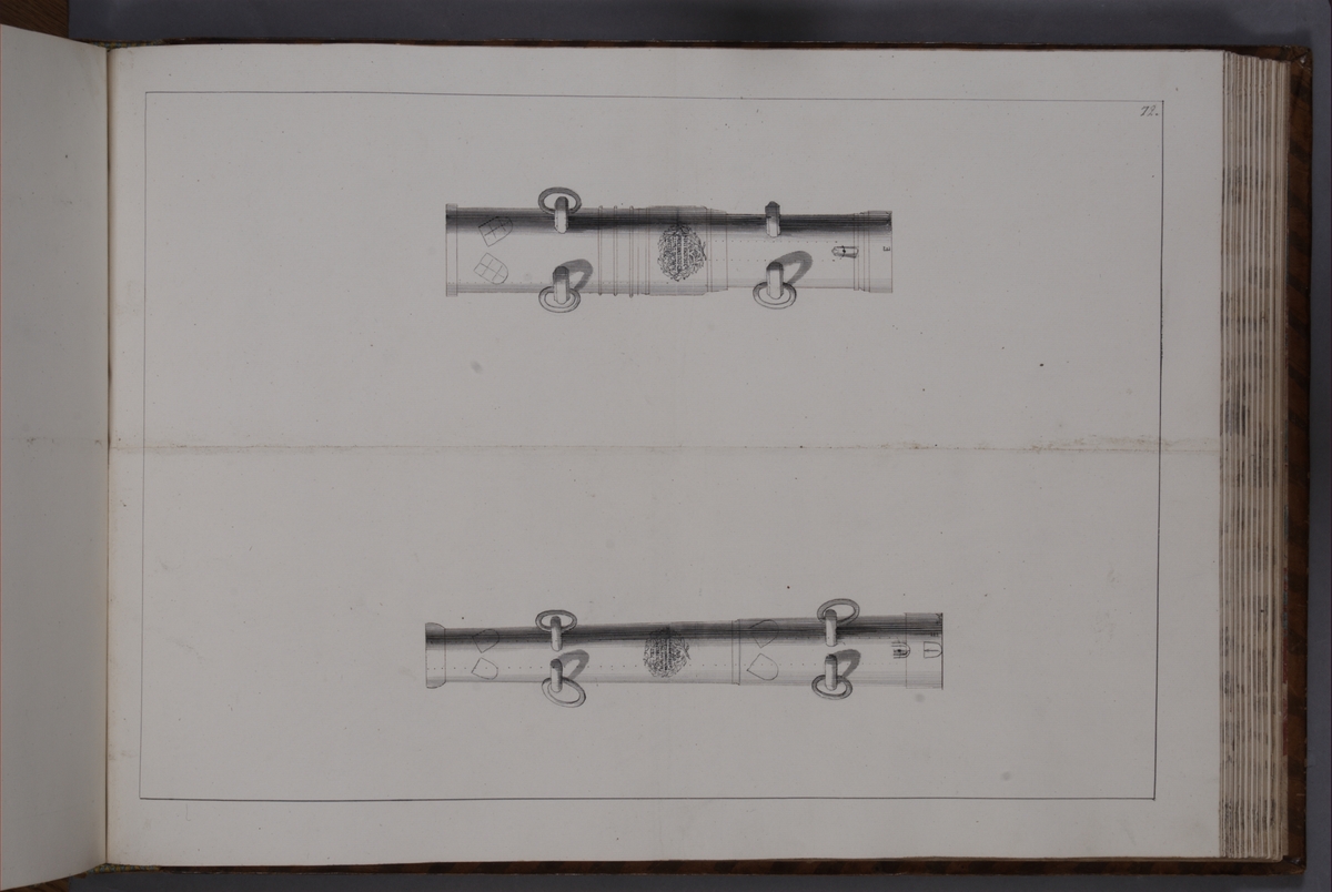Kjell Hedberg, Avbildning föreställande eldrör tagna som troféer av den svenska armén med fästningen Elbingen den 3 december 1703. Ingår i volym med avbildade kanontroféer tagna åren 1703-1706.