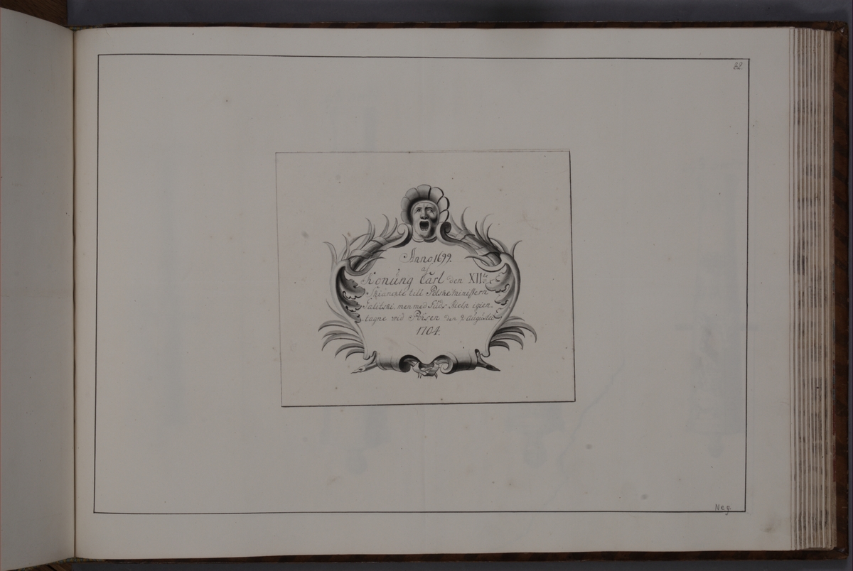 Kjell Hedberg, Kartusch for bookworks with depictions depicting fire pipes taken as trophies by the Swedish army in the years 1703-1706, performed by the siblings Anna Maria and Philip Jakob Thelott. Refers to canons in 1699 by King Karl XII donated to the Polish Minister Galitski and taken back at Poland on 9 Au…