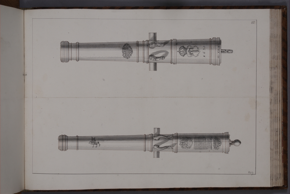 Kjell Hedberg, Imaging depicting fire pipes taken as trophies by the Swedish army with the fortress Bertzen on 15 September 1704. Included in volume with depicted canon trophies taken in the years 1703-1706.