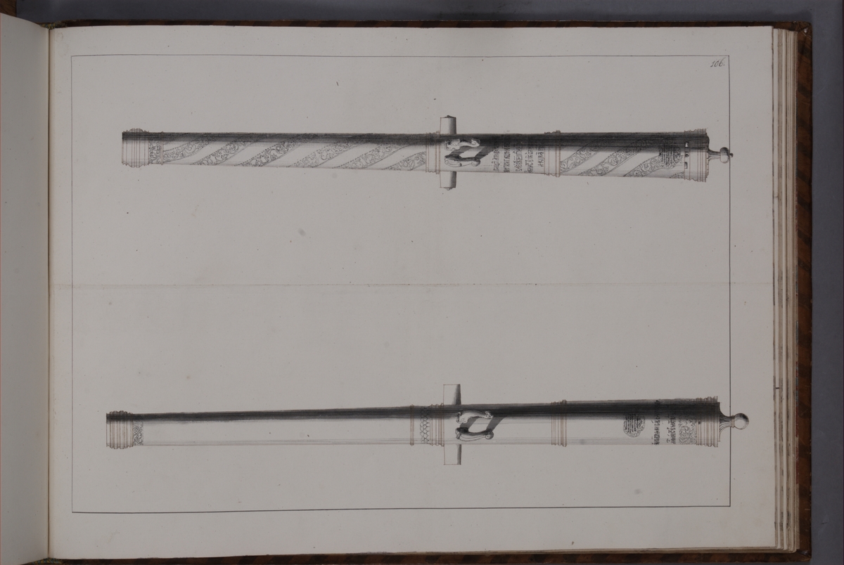 Kjell Hedberg, Imaging depicting fire pipes taken as trophies by the Swedish army at Thulendorf on 29 November 1704. Included in volume with depicted canon trophies taken in the years 1703-1706.
