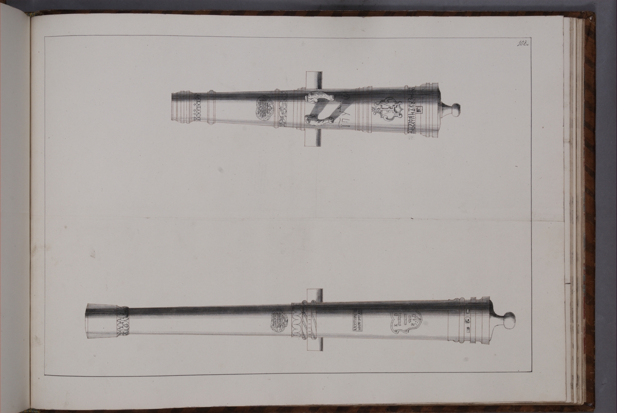 Kjell Hedberg, Imaging depicting fire pipes taken as trophies by the Swedish army at Thulendorf on 29 November 1704. Included in volume with depicted canon trophies taken in the years 1703-1706.