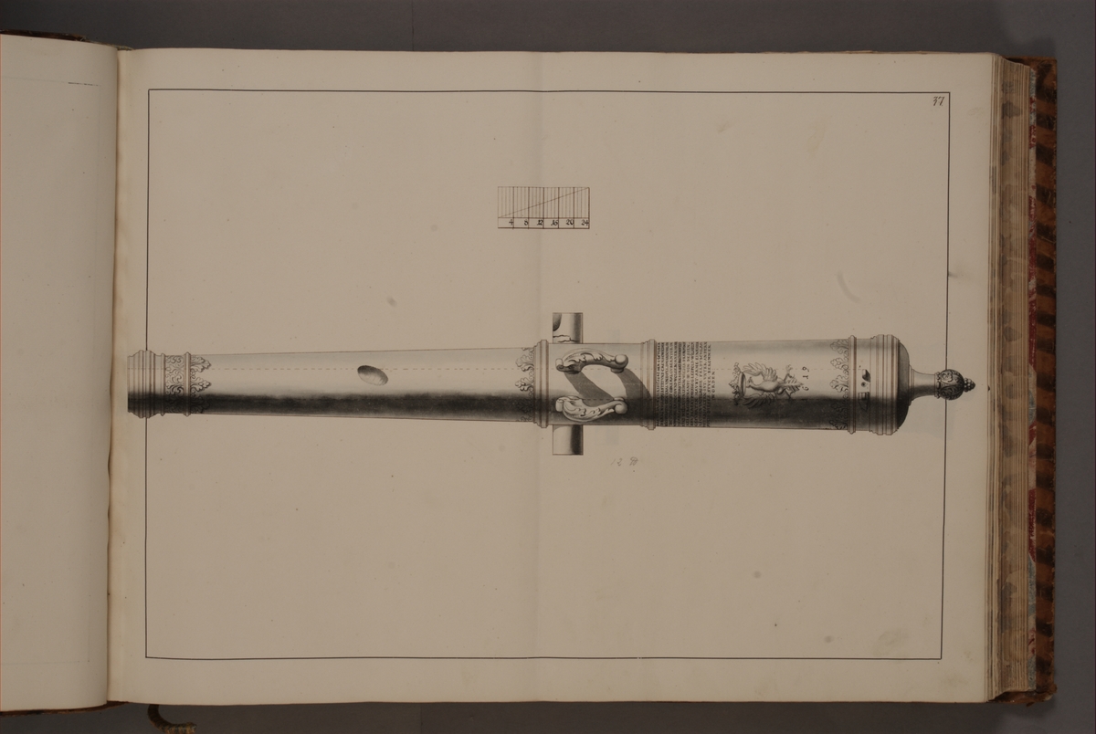 Kjell Hedberg, Avbildning föreställande romersk kejserlig trofé tagen år 1642 av general Lennart Torstensson vid Breitenfeld (Leipzig). Ingår i volym med avbildade äldre svenska eldrör förvarade på fästningar samt eldrör erövrade åren 1598-1679.