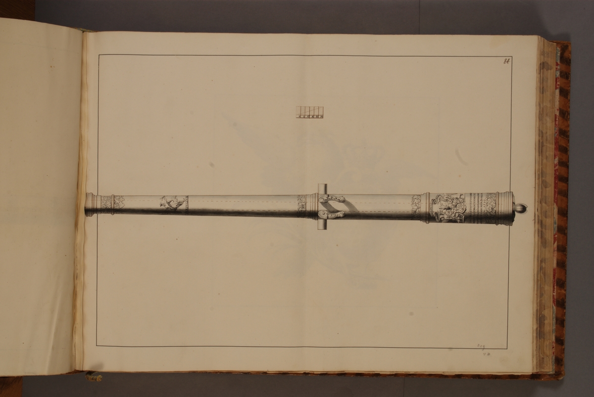 Kjell Hedberg, Image depicting Polish trophy with weapons and inscription Leo Sapiam ax Duc Lit Cancellarius. Included in volume with depicted older Swedish fire pipes kept on fortresses and fire pipes conquered in the years 1598-1679.