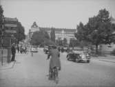 Örebromotiv. Drottninggatan/Storgatan, Storbron, Centralpalatset.
27 augusti 1940.