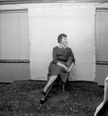 Hårdemonstration (modevisning) på hotell Laxbrogården i Kopparberg, en kvinna.