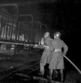 Brandsläckning, branden i pappersmagasinet i Ställdalen (februari 1956).
