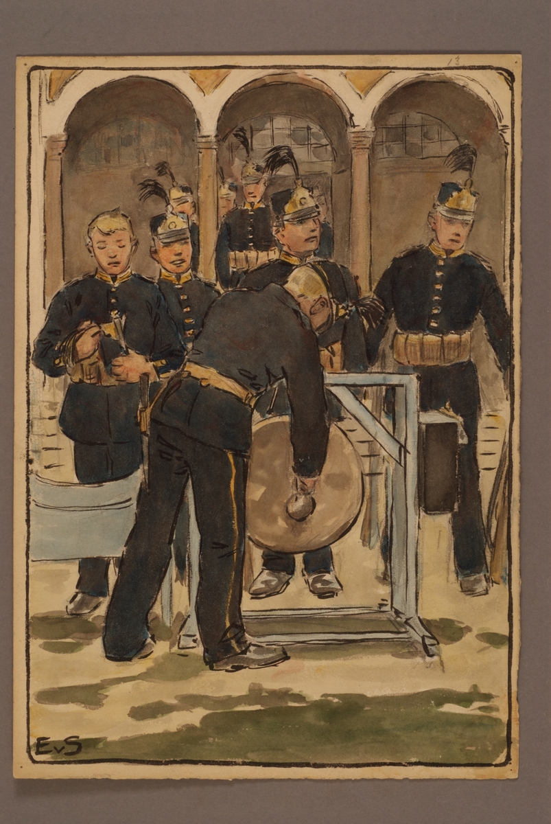 Kjell Hedberg, Plansch med uniform för infanteri, ritad av Einar von Strokirch.