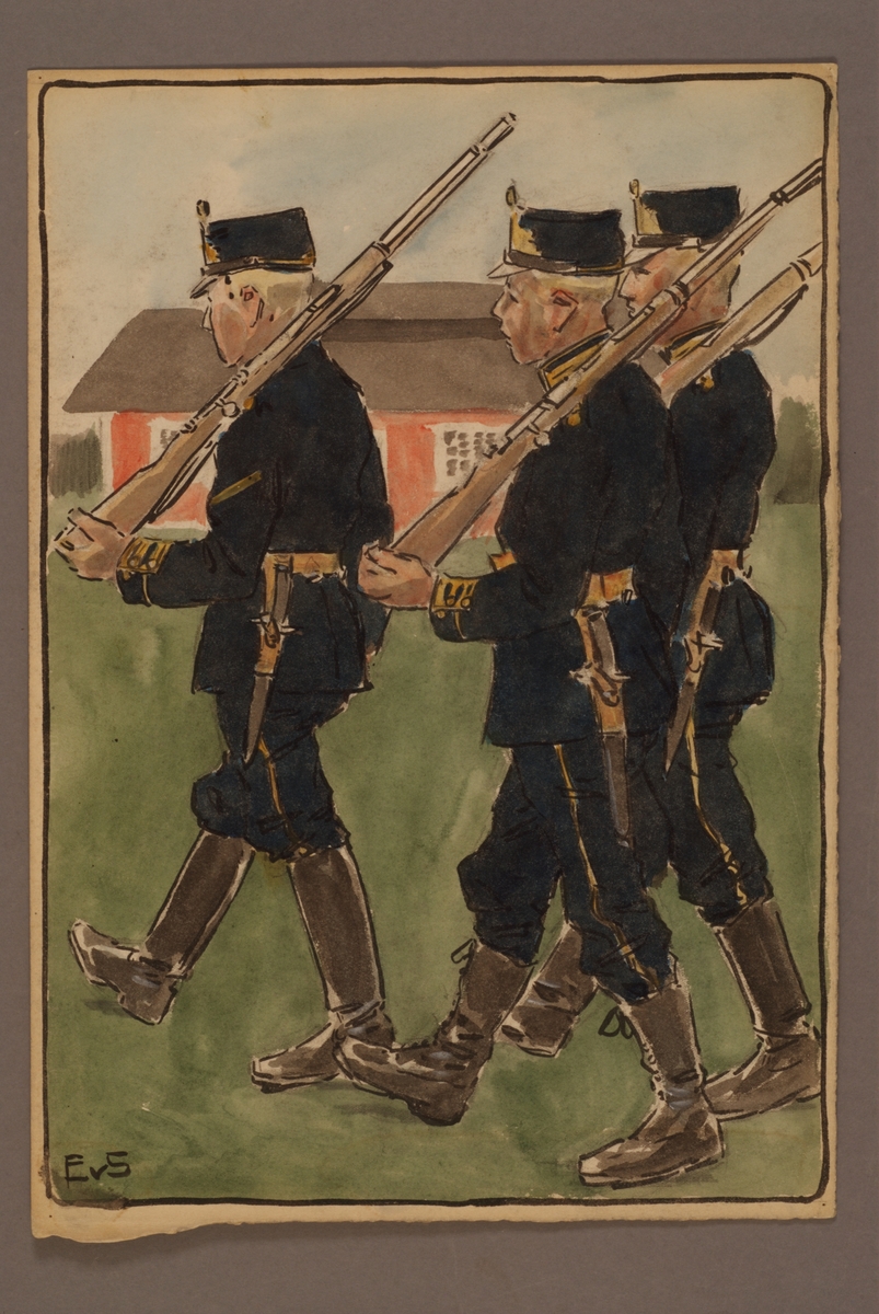 Kjell Hedberg, Plansch with a uniform for Småland’s branch year, drawn by Einar von Strokirch.