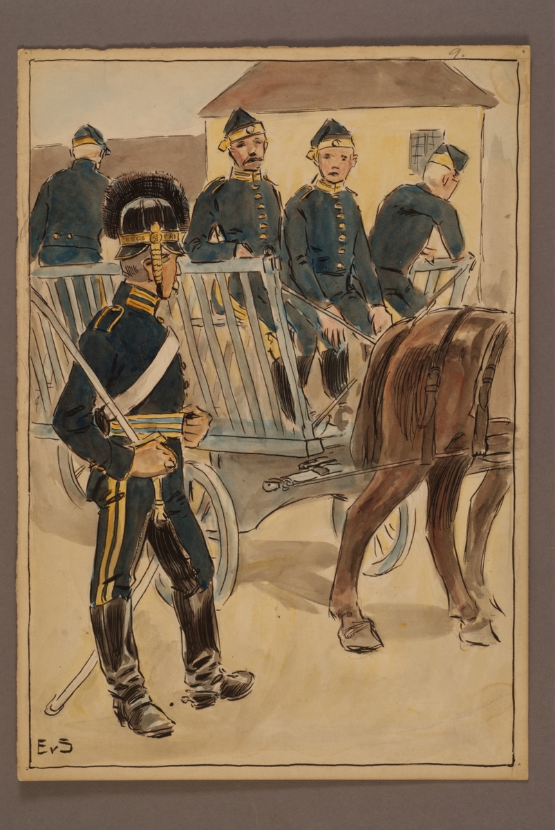 Kjell Hedberg, Plansch med uniform för Svea artilleriregemente, ritad av Einar von Strokirch.