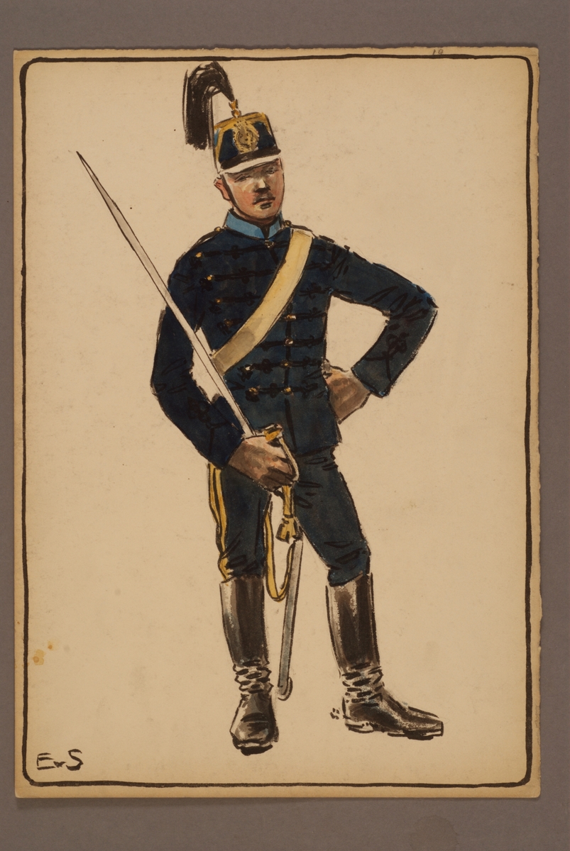 Kjell Hedberg, Plansch med uniform för Svea artilleriregemente, ritad av Einar von Strokirch.