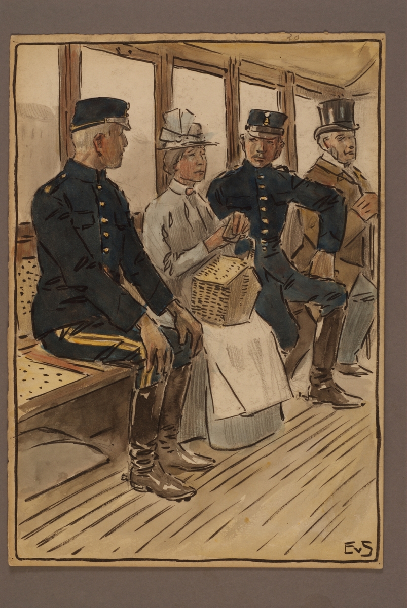 Kjell Hedberg, Plansch with a uniform for Göta artillery regiment, drawn by Einar von Strokirch.