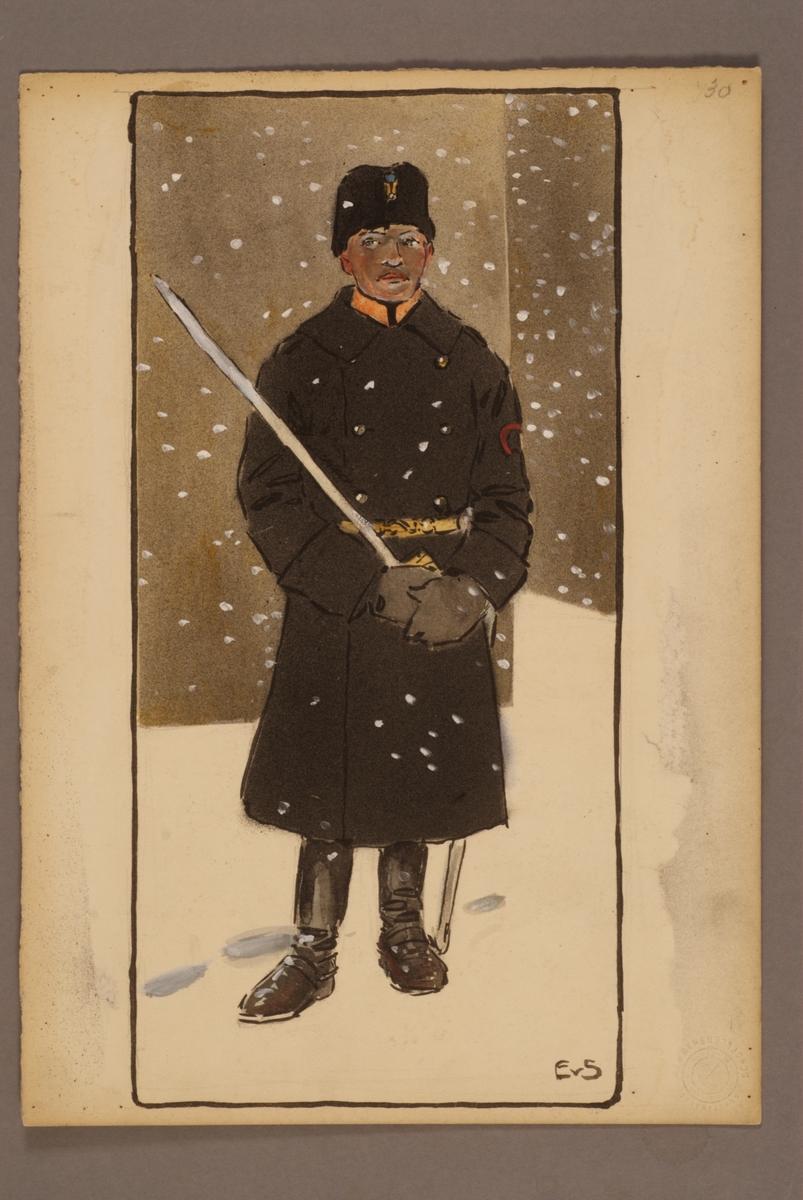 Kjell Hedberg, Plansch med uniform för Norrlands artilleriregemente, ritad av Einar von Strokirch.