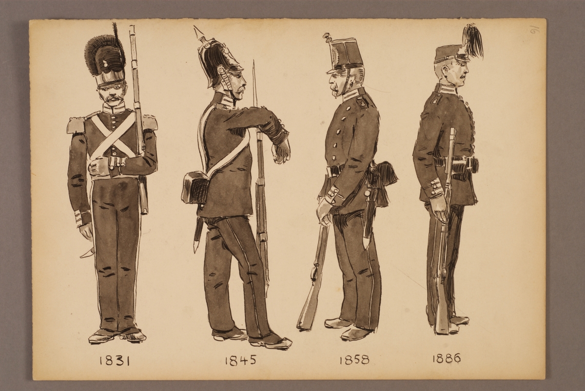 Kjell Hedberg, Plansch med uniform för Andra livgrenadjärregementet för åren 1831-1886, ritad av Einar von Strokirch.