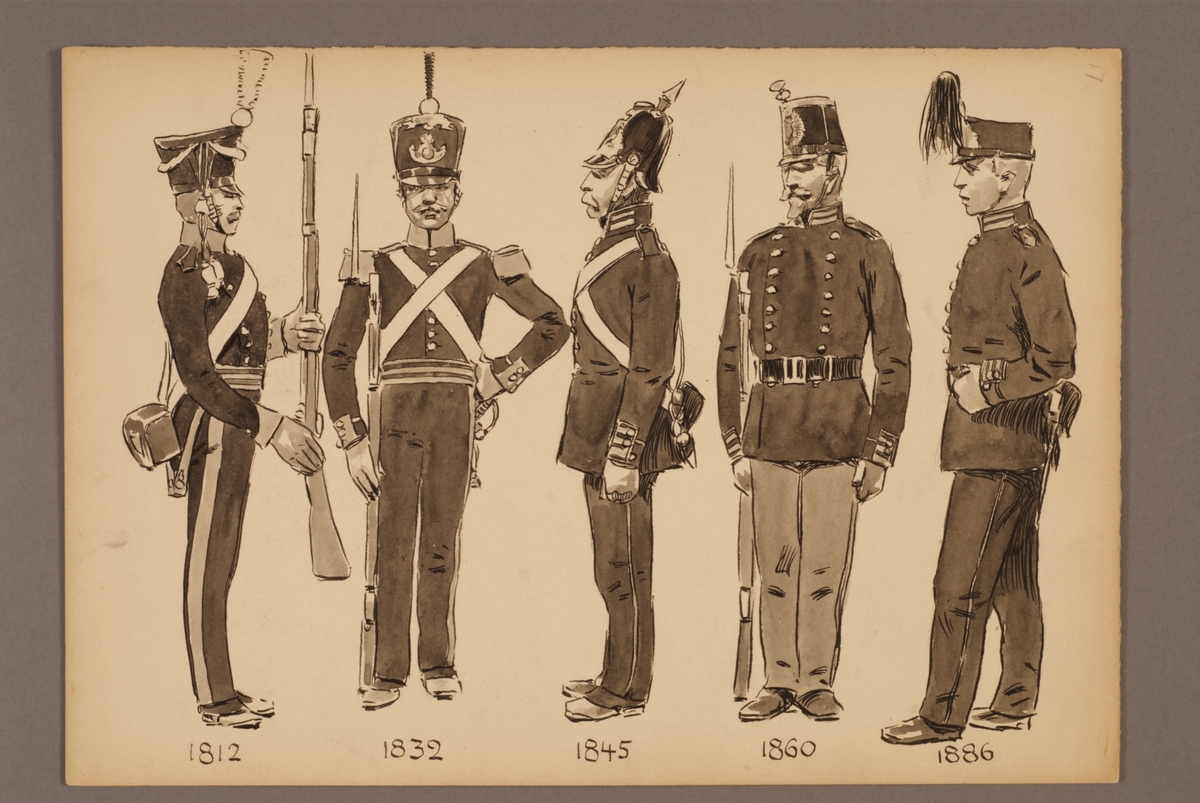 Kjell Hedberg, Plansch med uniform för Smålands grenadjärkår för åren 1812-1886, ritad av Einar von Strokirch.