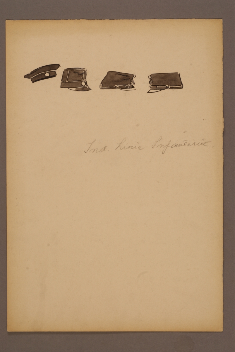 Kjell Hedberg, Plansch with Headgear for the Indelta Line Infantry, drawn by Einar von Strokirch.