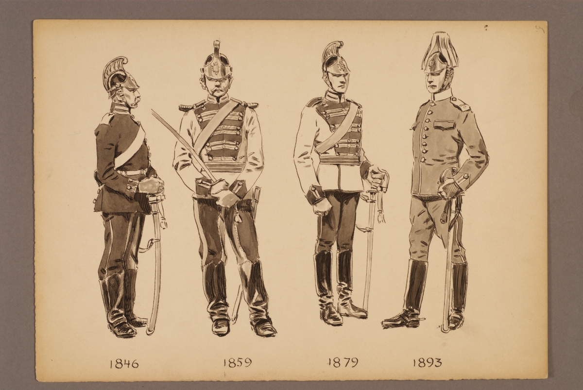 Kjell Hedberg, Plansch with a uniform for the dragons of the Livregementet for the years 1746-1893, drawn by Einar von Strokirch.