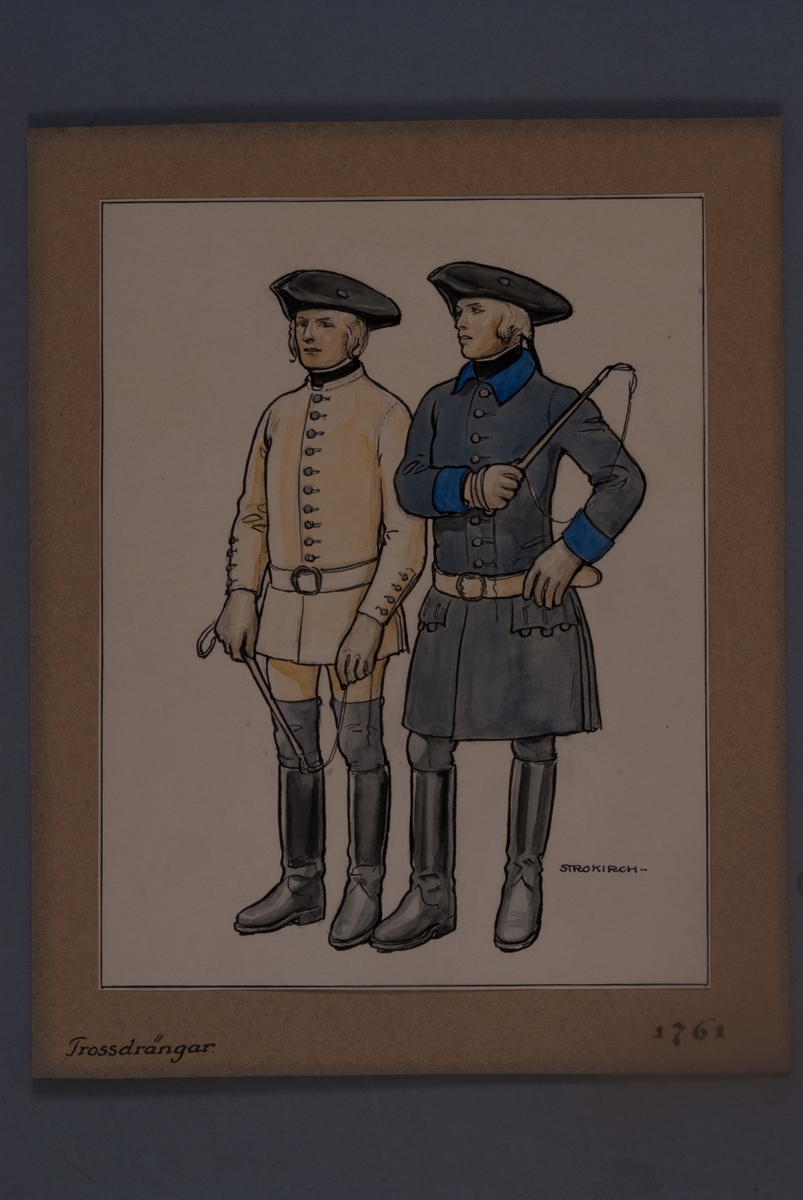 Kjell Hedberg, Plansch i original med uniform för trossdrängar för år 1761, ritad av Einar von Strokirch.