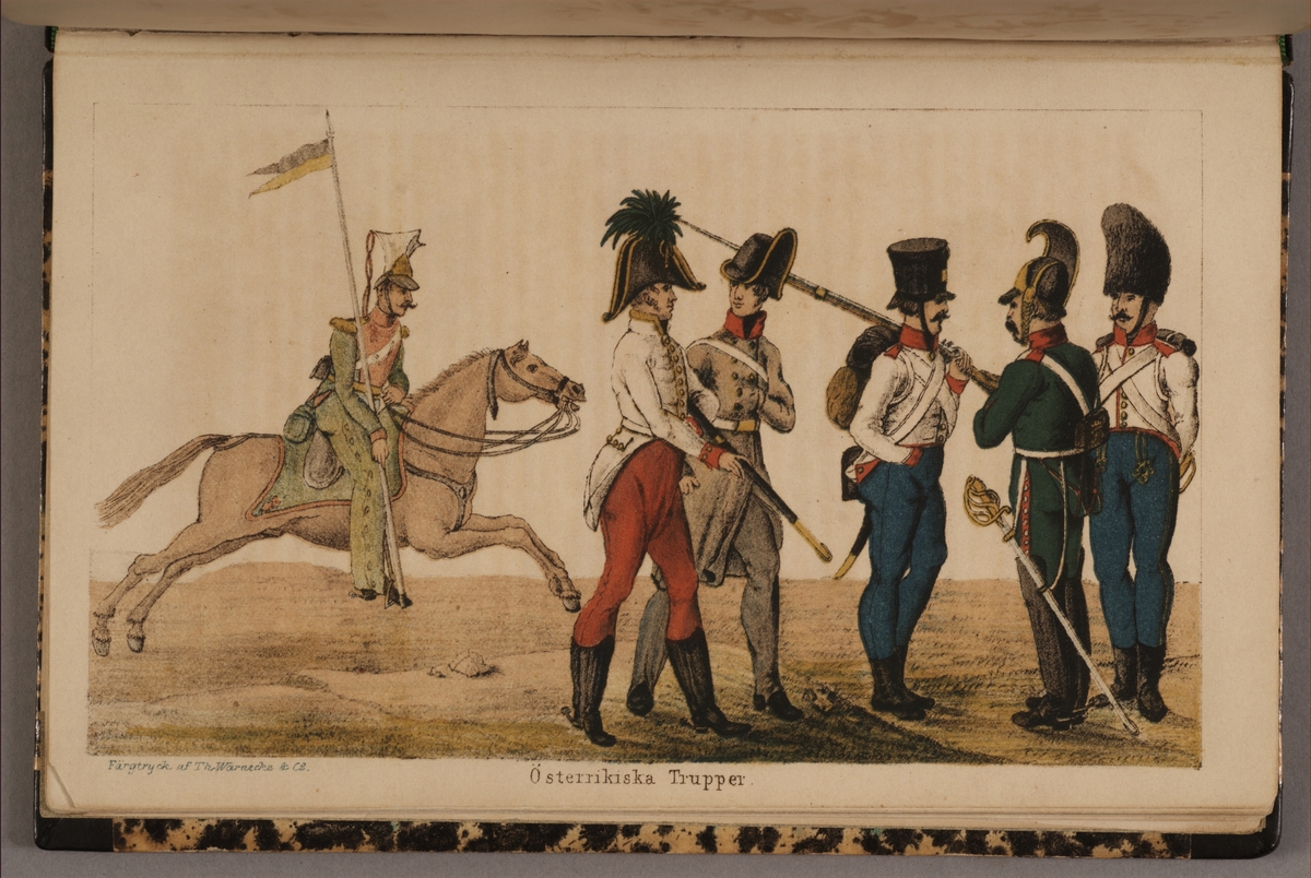 Kjell Hedberg, Österrikiska trupper. Uniformsteckning av Carl Johan Ljunggren tryckt i boken Minnesanteckningar under 1813 och 1814 års kampanjer uti Tyskland och Norge, utgiven 1855.