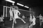 Volleybollmatch mellan de båda lindomelagen Lindome Finska Förening och Trevaren i Ekenskolans idrottshall, Kållered, år 1984.

För mer information om bilden se under tilläggsinformation.