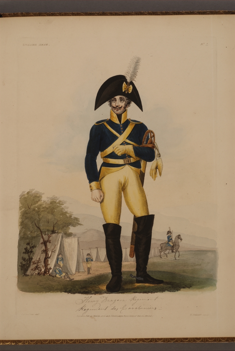 Kjell Hedberg, Plansch with a uniform for the Skånska Karabinjärregement, drawn by Frederic Eben in the book The Swedish Army, published in 1808.