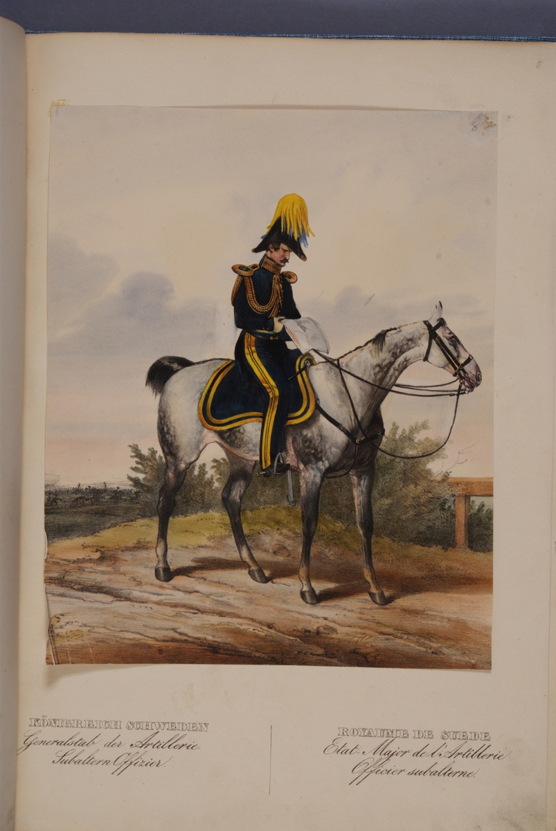 Kjell Hedberg, Plansch med uniform för subalternofficer vid Generalstabens artilleri. Ingår i planschsamlingen Das europäische Heer in charakteristischen Gruppen: Scweden, utgiven av Eckert und Monten ca 1840.