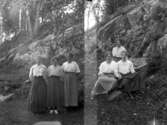 Gruppbild. Sittande längst till höger, troligen Emma Andersson (född Toresdotter). 1910-tal. Nordgärdet.