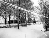 Sörby skola i vinterskrud. Skolan byggd 1923.