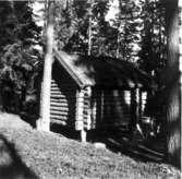 Fatubursbyggnad på stolpar vid ryttmästare Bäckström jaktstuga i närheten av Öjaforsen.