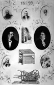Boktryckare Aug. Johansson med maka och barn.1. (längst upp till vänster) Karin g. Ekblad (lokf. Ernst Ekblad) 2. (längst upp i mitten) Gösta. Drunknade i Irländska sjön. 3. (längst upp till höger) Maja g. Jakobsson fr. Göteborg (Charkuterist) 4. (I mitten till vänster) Aug. 