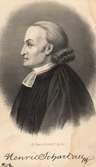 Teckning av Henric (eller Henrik) Schartau, född 27 september 1757 i Malmö, död 3 februari 1825 i Lund, var en svensk präst och väckelsepredikant, L W Tegner & Kittendorffs lith. Inst. 9112.