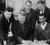 Från vänster Ove Holmdahl, Hans Rohlsson, Gunnar Persson, 29/5-61, Stjärnfoto Bert Olsson telefon 3455 Trelleborg.