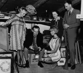 Trelleborgs museum 10.1968, Östergatan, från vänster Ulla Ahnfelt, Eric Mattsson, Ginny Quist, Gunhild Andersson, Håkan Aldén.