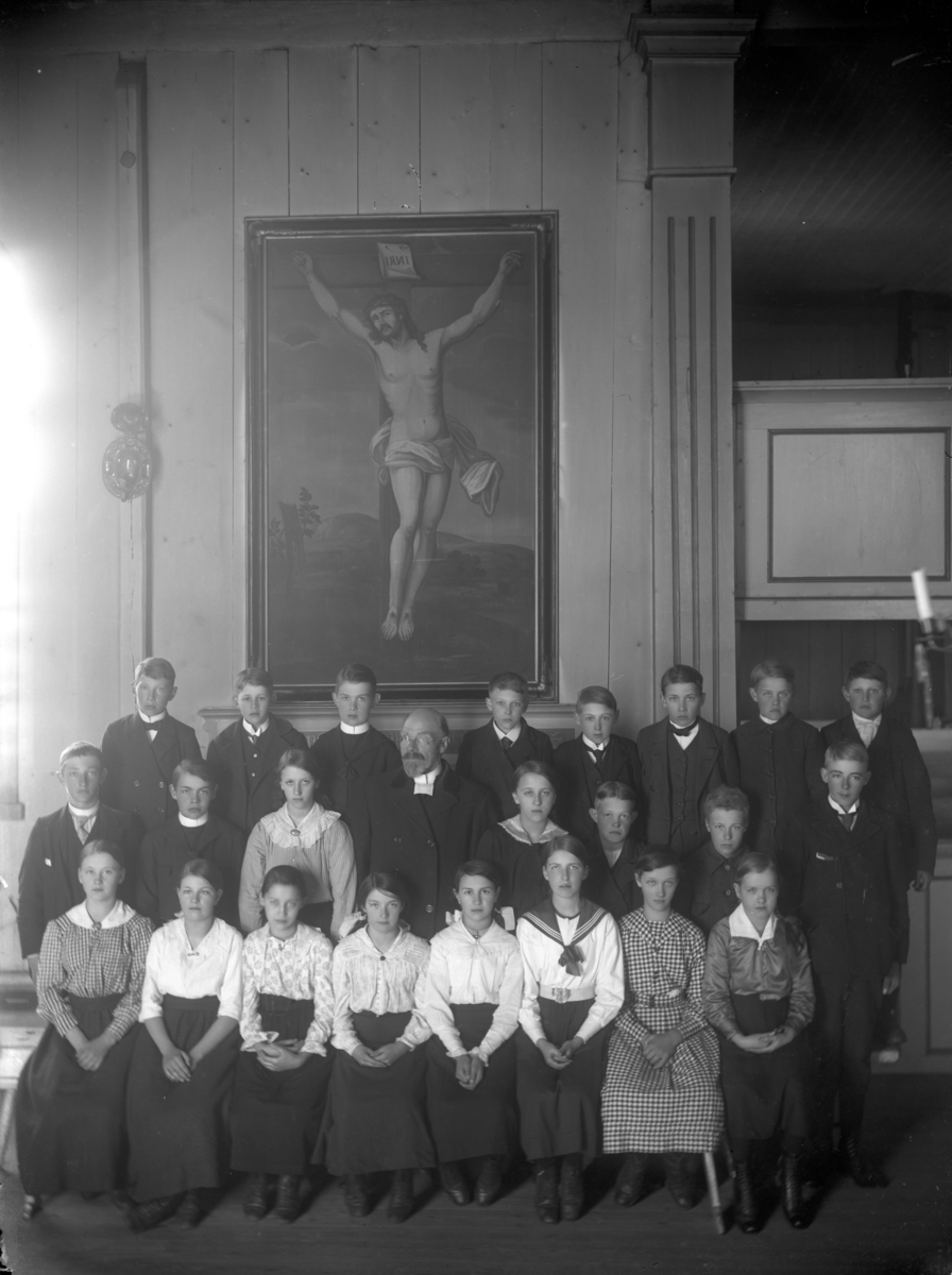 Gustaf Ferdinand Hallberg, Church Interior, Confirmation, Confirmation and a Priest.