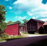 En bod och en ekonomibyggnad med korsknut i Skedemosse.