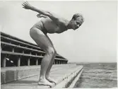 Långviksbadet. Hans Johansson-Hellbrand SM i 200m frisim. Sportredaktör på Barometern.