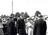 Kronprinsparet Gustaf Adolf och Louise anländer till utställningen lördagen 21/6 1947.