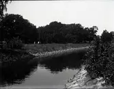 Stensö kanal, i bakgrunden syns en midsommarstång.