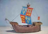 Engelskt skepp, i början av 1400-talet. Modell baserad på skeppet som visas på Johns sigill, hertig av Bedford, ca 1426.